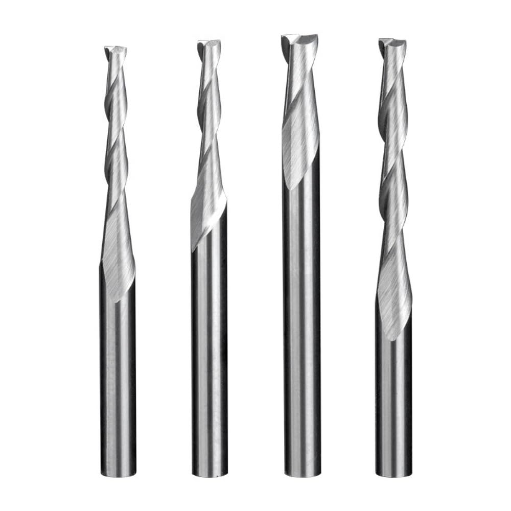 4 Stück CNC-Fräser 1/8" (3,175/4mm), 2 Schneiden, Hartmetall, Fräser für Acryl, PVC, MDF, Holz(3.175 * 52)