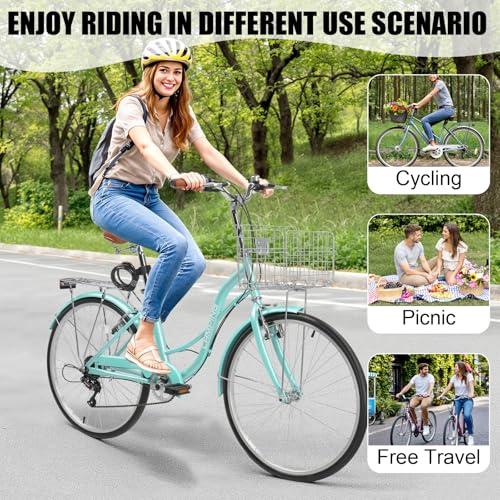 image for Ktaxon Women Bike 24/26 Inch Bicycles for Women, Beach Cruiser Bike wi