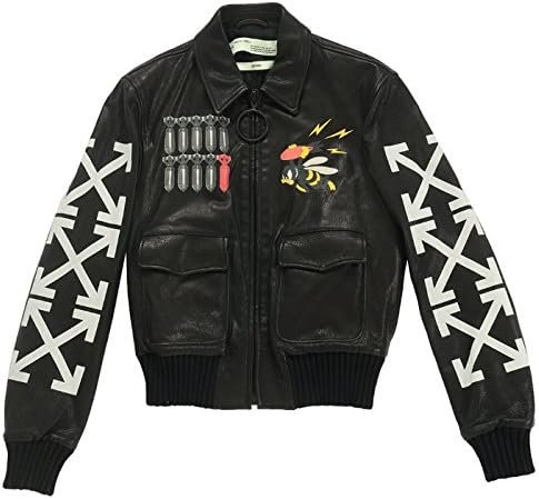 off white leather bomber jacket