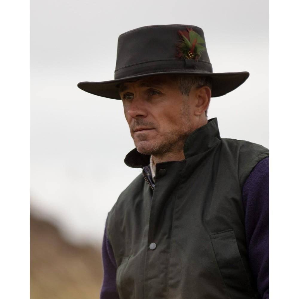 Walker and Hawkes - Belmont - Sombrero Encerado Unisex de ala Ancha