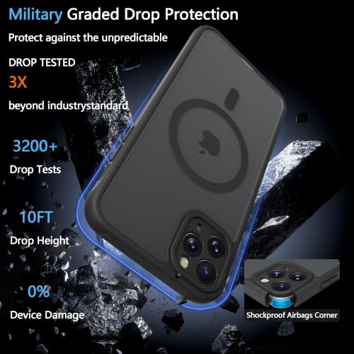 Image of for iPhone 11 pro Case [Compatible with Magsafe]Translucent Matte Phone Cover, [10 FT Military Grade Drop Protection] Slim Durable Shockproof Protective Bumper (Black Magnetic, iPhone 11 pro)