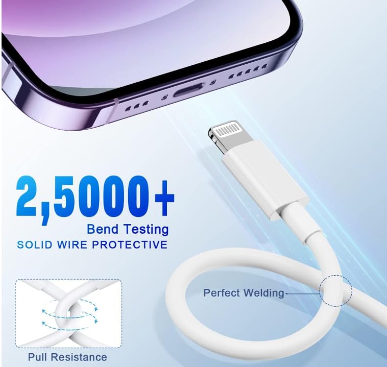 Image of USB-C to Lighting Cable compatible with iPhone | 60W Fast Charging | Braided | White | 1 Meter