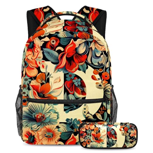 Ensemble sac à dos résistant motif lettre D pour organiser les affaires d'école