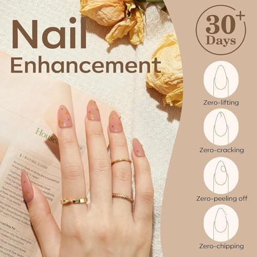 Image of modelones Builder Nail Set, Builder Base Colors Nude Netural- 6Colors, Soft Blush Hard Strengthener Rubber Base Gel Polish 8-in-One Extension LED Nail Lamp Cured