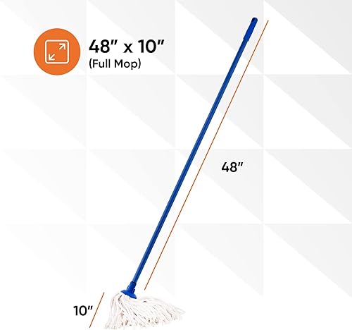 Miniatura 2 de Superio Trapeador de hilo de algodón para limpieza de pisos de madera dura para el hogar, cocina, baño, limpieza de oficina, azul resistente,