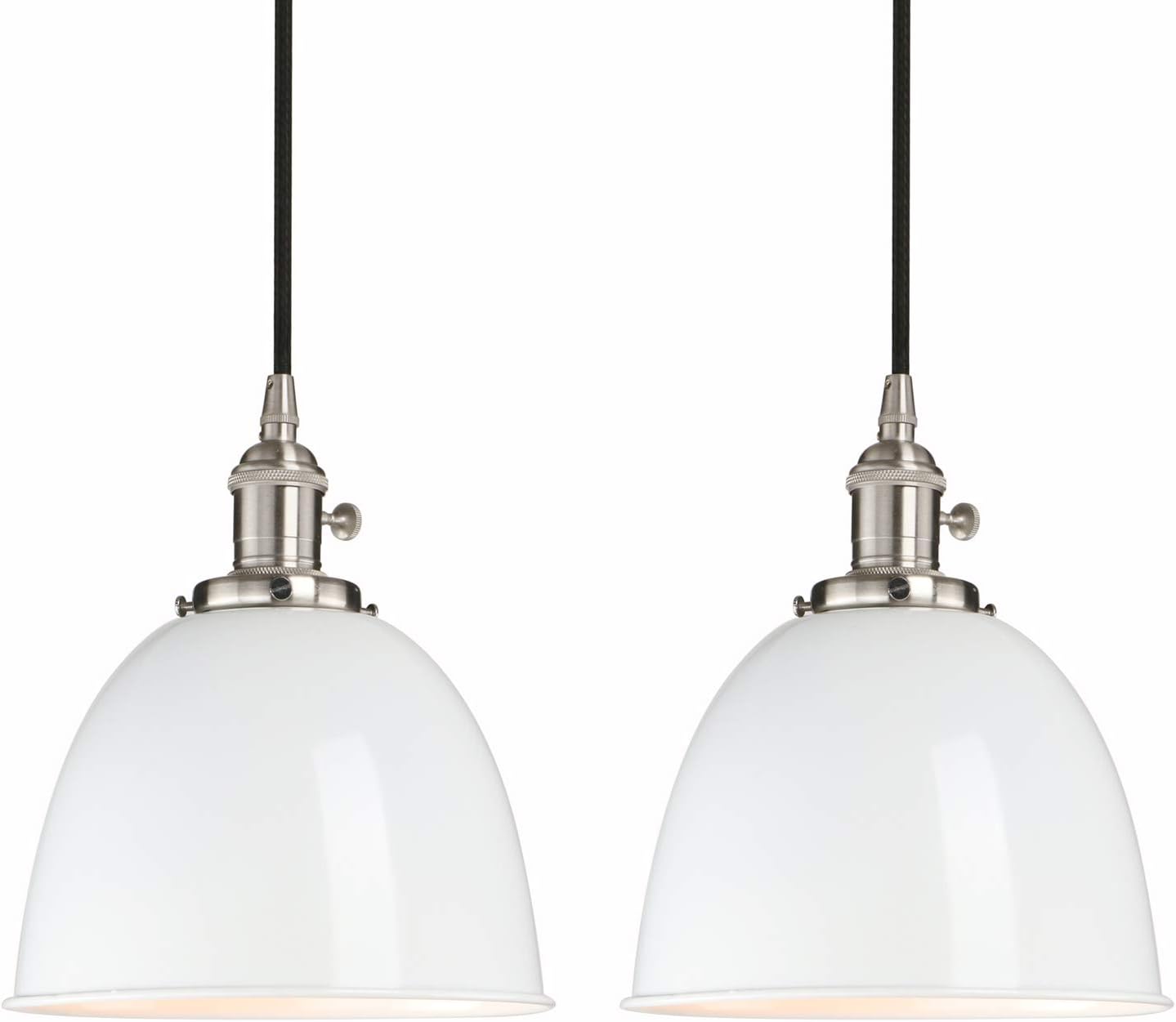 Phansthy Set of 2 Vintage Pendant Light with Switch Metal Dome