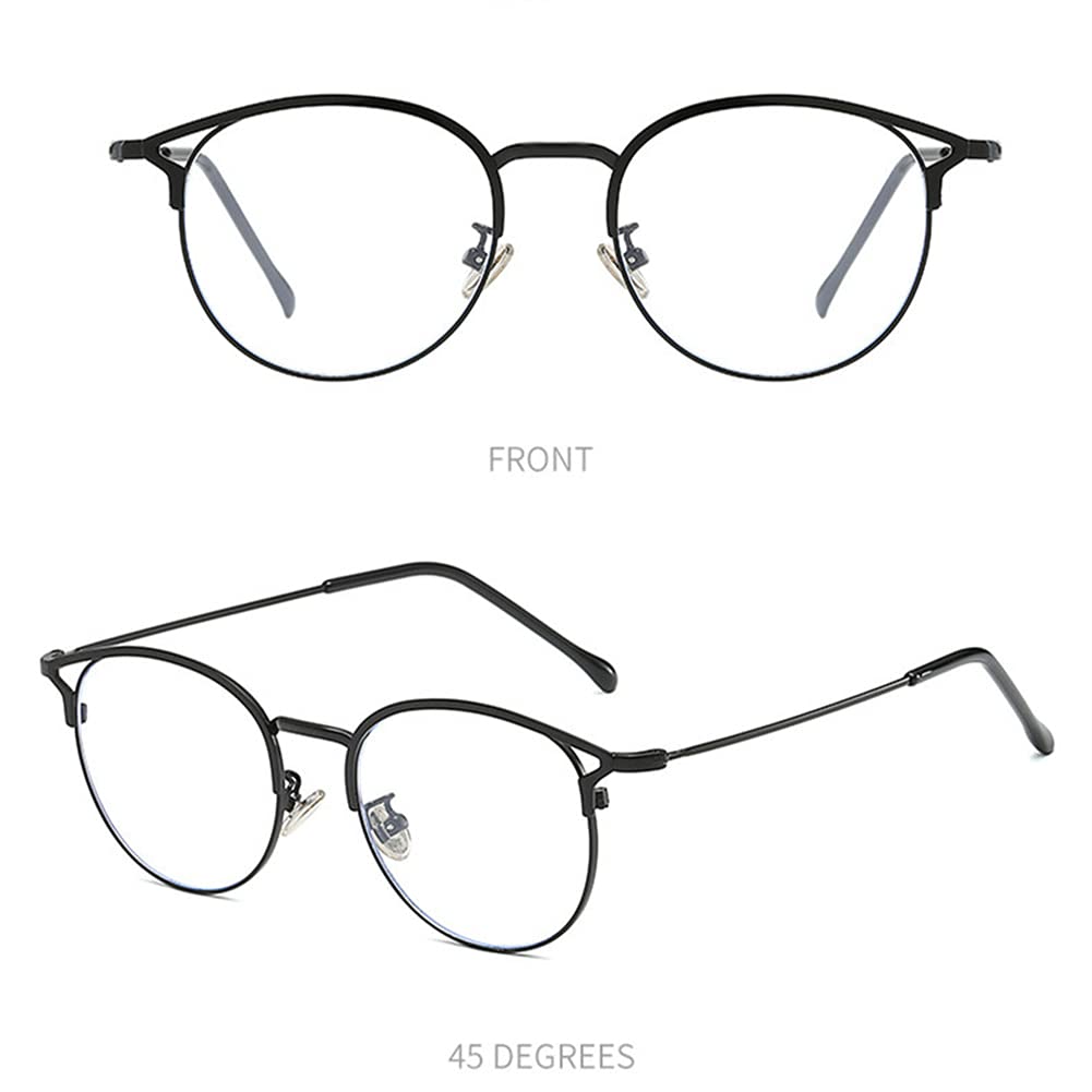 Kocie Okulary Do Czytania Blokujące Niebieskie Światło, Damskie Modne Okulary Do Czytania Z Metalową Okrągłą Oprawką/Black/3