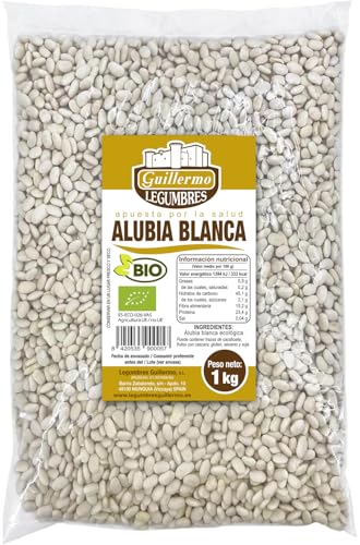 Guillermo | Alubia blanca BIO - Bolsa 1kg. | 100% ecológico | Gran fuente de proteínas vegetales, hidratos de carbono, minerales y vitaminas