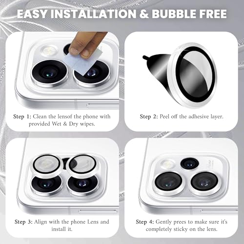 Image of ArmourPro Camera Lens Protector Tempered Glass for Oppo Reno 15 Pro Mini (6.32 Inches) Tough HD Individual Aluminum Alloy Rings 9H Camera Cover, Scratch-Resistant,Camera Rings Protection| Silver, 1 Pack