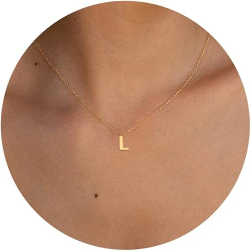 SELFROSE Initial Necklaces for Women, Dainty Gold Letter Necklace 14k Gold Plated Personalized Tiny Initial Pendant Necklace Monogram Cute Letter