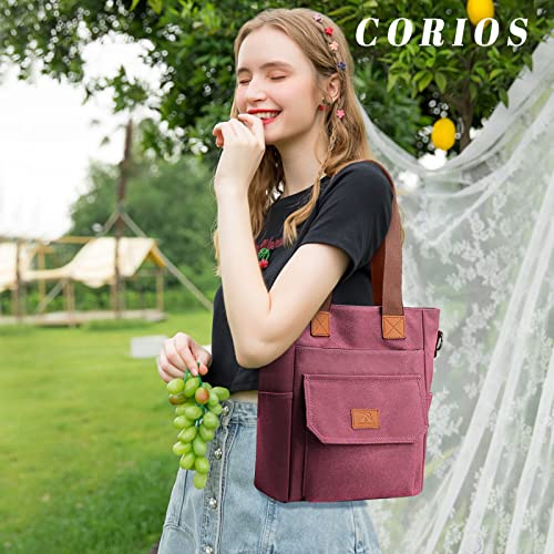 Image of CORIOS Women Handbag Canvas Shoulder Bag Casual Top Handle Bag