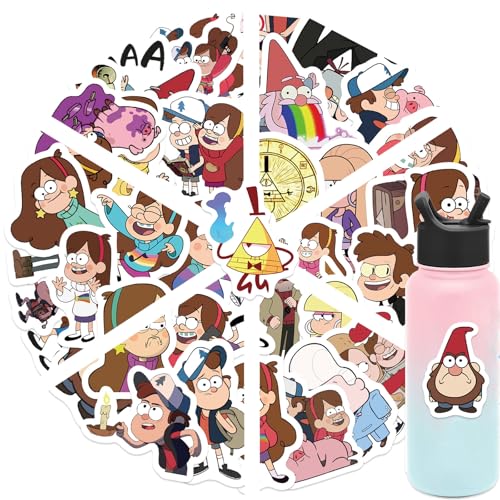 50PCS Gravity Anime Falls Stickers Cartoon Anime Stickers Laptop Water Bottle Bike Skateboard Luggage Computer Snowboard Stickers for Kids Teens (Falls50)