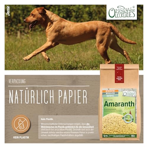 ORIGINAL LECKERLIES® Amaranthflocken, 1kg getreidefreie und glutenfreie Flocken, Hundeflocken, Hundefutter, natürliche Unterstützung für Haut und Fell, Naturprodukt für Hunde, barfen