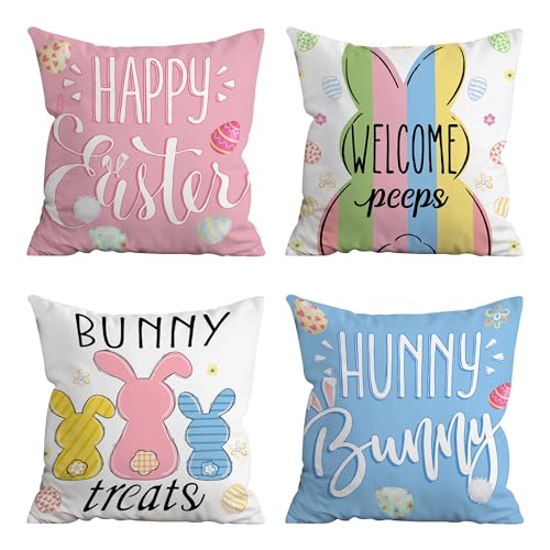 Hexagram Easter Pillow Covers 18x18 Set of 4, Easter Decorations for Sofa, Indoor...