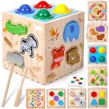 CYJJYZ Juguetes Montessori 8 en 1, Cubo Montessori, Cubo de Actividades de Madera, Motricidad Fina, Juguetes Educativos Montessori de Madera, para Niños y Niñas 1 2 3 4 Años