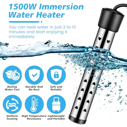 Chauffe-eau à immersion 1500W Tellegloww contre les pannes d'eau chaude - 4