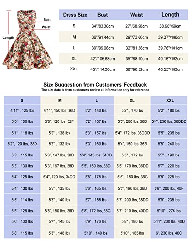 Ihot Women's Vintage Tea Dress 1950'S Floral Garden Retro Swing Prom Cocktail Party Dress For Women Apricot Yellow Floral X-Large #TOP1