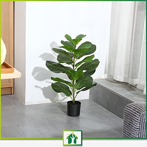 Crosofmi 30" Artificial Fiddle Leaf Fig Tree/Fake Ficus Lyrata Plant With 21 Leaves Faux Plants In Pot For Indoor House Home Office Modern Decoration Perfect Housewarming Gift #TOP4