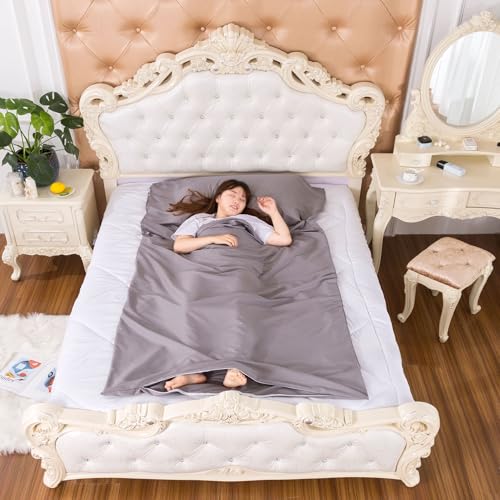 Nvzi Cotton Sleeping Bag Liner Camping Sheets Camping Travel Bed for Youth Outdoor Picnic Travel Sheet for Travel, Youth Hostels, Picnic, Planes, Trains (Navy Blue, 83