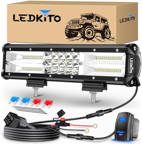 12 Inch LED Light Bar 120W 30000LM LED Off Road Driving Fog Light...
