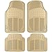 OxGord Universal Fit Front/Rear 4-Piece Full Set Ridged Heavy Duty Rubber Floor Mat - (Beige)