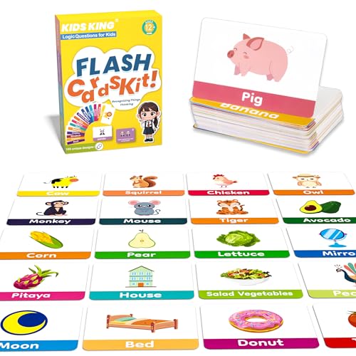 Image of Baby Learning Flash Cards for Toddlers 1-7, Learn to Think Logically | Words Number Color Shape | 100 Double-Sided Cards Design, Educational Toys for Preschool Kindergarten Pre-K 12 Month