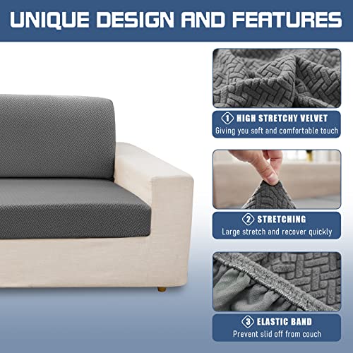 Tewene, L Shaped Couch Cover Magic Sofa Cover For Sectional Sofa Chaise Stretch Sofa Cover For Sofa 3 Seats Couch Cover 2 Cushion Sofa For Leather/Linen Sofa, Fluff Grey/Length 63’’-75’’(Only 1 Piece) #TOP2
