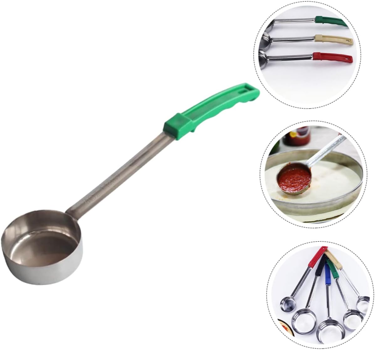 Long Handle Sauce Ladle 12 oz Kitchen Serving Spoon Measuring Scoop for Pizza Sauce and Soups Practical Cooking Utensil for Home Chefs