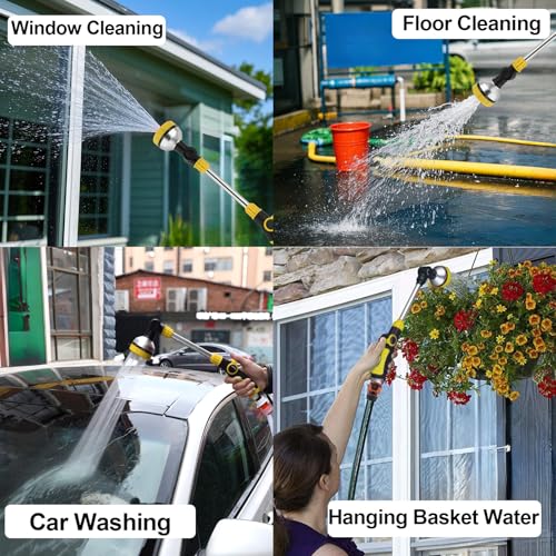 17.5" Multi-Pattern Watering Wand with Thumb Control & 180° Water Nozzle | 8 Spray Modes for High-Pressure Cleaning, Pet Bathing, Gardens, Hanging Baskets | Fits Standard Garden Hoses - Image 7