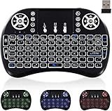 Mini Wireless Keyboard with TouchPad - USB Backlit Keyboard, JUNWER QWERTY Keyboard for Computer/Laptop/Tablets/TV/Xbox/ PS3, Black