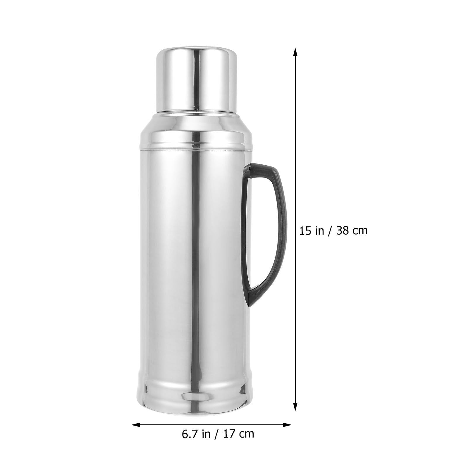 GALPADA Pichet Isotherme en Acier Inoxydable Intérieur en Verre, Grosse Capacité Portable pour Bureau et Voyage, Bouteille Thermique Saine et Sécurisée Argenté