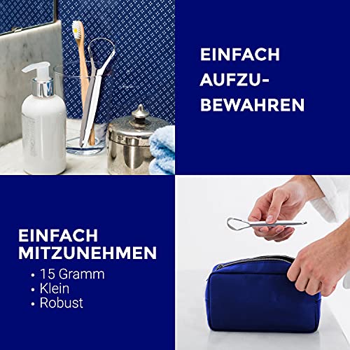 Zungenschaber Edelstahl | Zungenreiniger Set | Zungenputzer | Zungenbürste aus Edelstahl | Zungenkratzer aus Edelstahl | Tongue Scraper | Zungenreiniger Edelstahl | ORAVIX