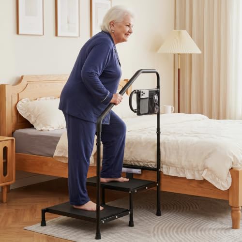 Bed Step Stool with Handle for Adults Elderly, Metal 2 Step Stool, 800 lbs by FAYITING - Used condition - Image 2