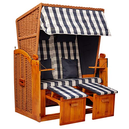 intergrill Strandschönheiten Brigitte Ostsee Strandkorb 2-Sitzer Vollholzfront Verschiedene Dekor innen außen für Balkone Terrassen Wintergärten Garten Lounge inkl Hülle Cover