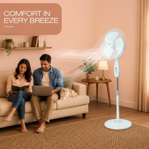 Image of SINGER Brissa 32 High Speed Pedestal Fan | 115W Power | 100% Copper Motor | 100 CMM Air Delivery | 2100 RPM | Silent Operation | Adjustable Height | 2 Years Warranty | ISI Certified