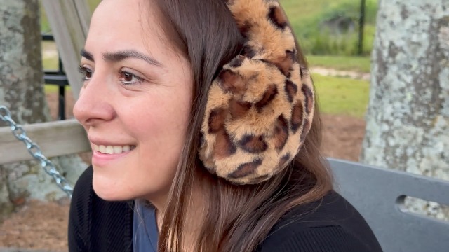 Damen Ohrenschützer Faltbar Plüsch Leopardenmuster - Warm Und Verstellbar