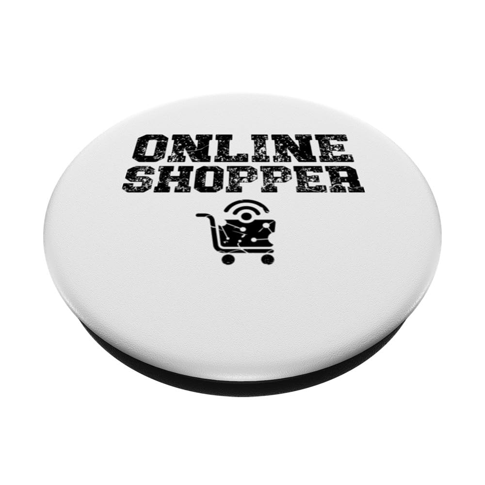 Online Shopping Cart Mall Shopper Shop E-commerce Shopaholic PopSockets Swappable PopGrip, Black - Image 2
