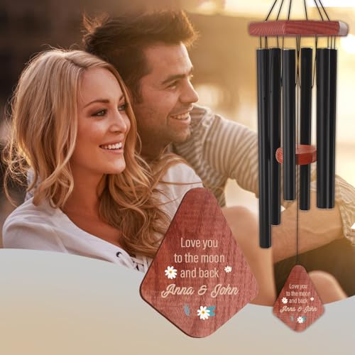 Image of Personalized Wedding Wind Chimes,inch Customized Wedding Gifts for Couples, Anniversary Wind Chime for Husband /Wife,Girlfriends /Boyfriends Loving Memory Outdoor