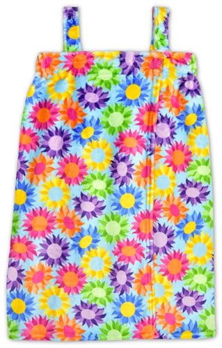 iscream Big Girls' Silky Soft Plush Spa Wrap for Home, Travel, Summer Camp - Bold & Boho Collection