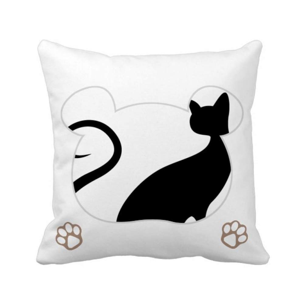 Housse de coussin chat noir carrée élégante pour déco salon
