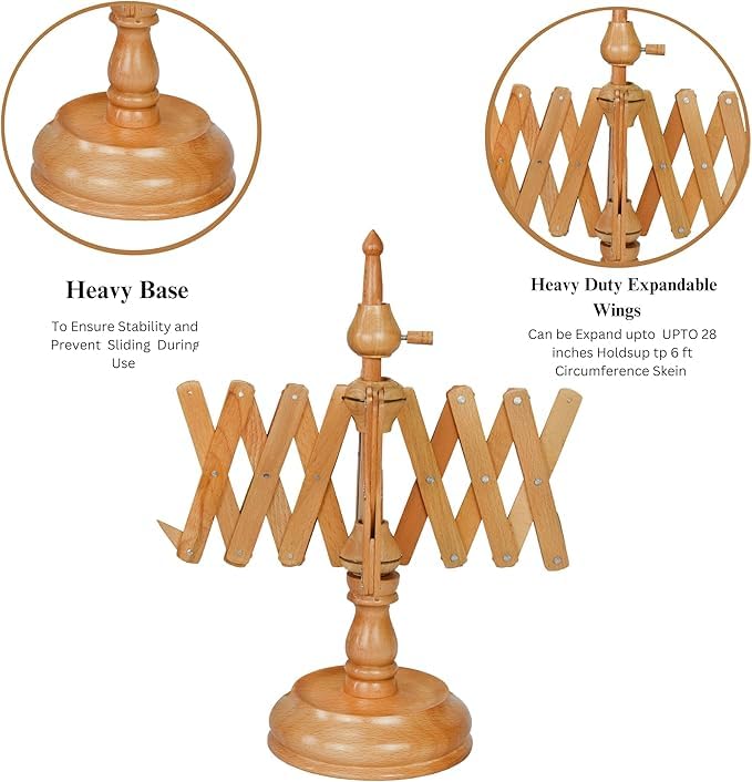 Avvolgitore di palline di filato in legno - Avvolgitore di bobine di filato per maglieria e uncinetto fatto a mano - Plettri per ombrello Filato Swift (Off-white, Swift)