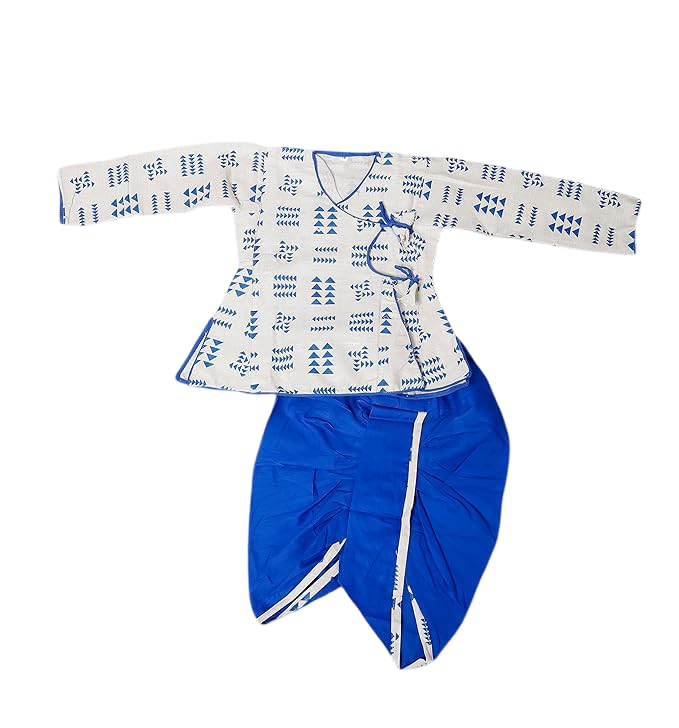 Archy CreationsBoys Cotton Dhoti Kurta Set, Full Sleeve Traditional Indian Outfit for Festivals, Weddings & Cultural Events