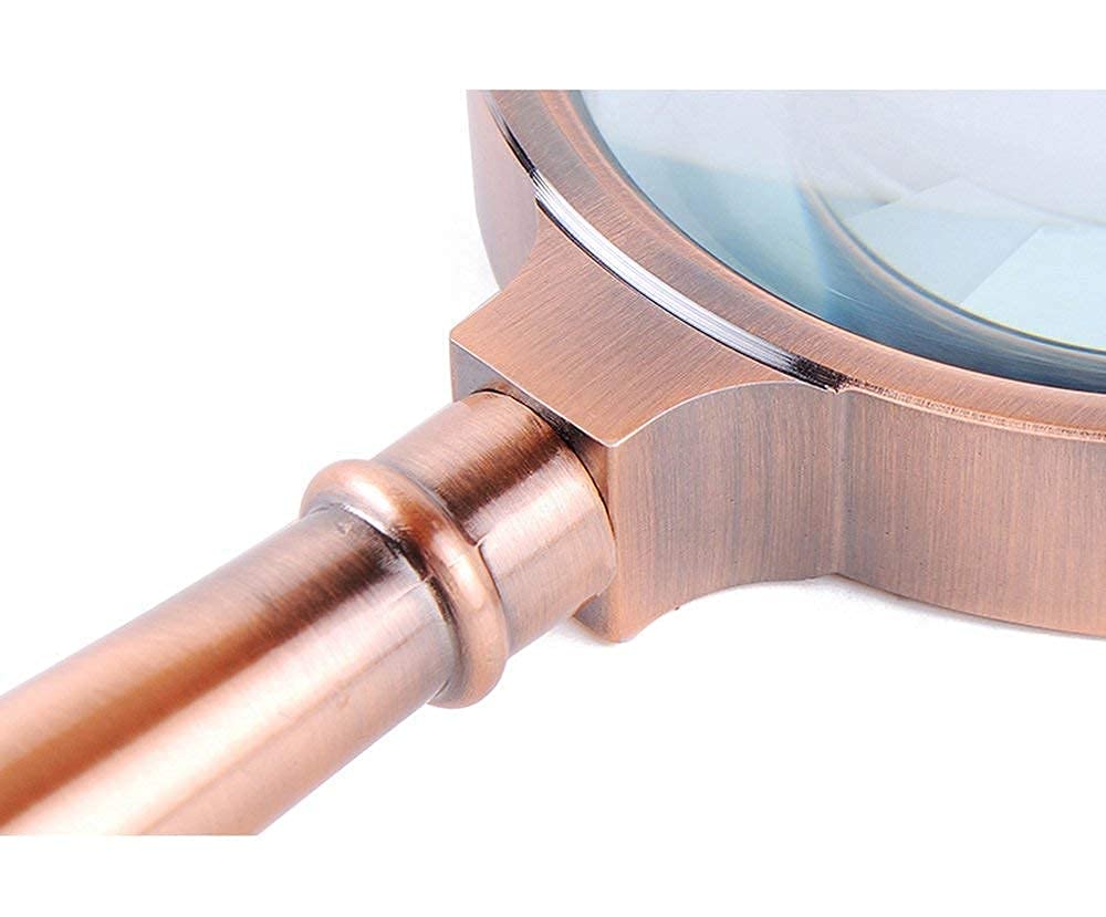 Lupa 8X ręczna szklana/brązowa metalowa rączka białe szkło do czytania 70mm szkło do czytania w podeszłym wieku