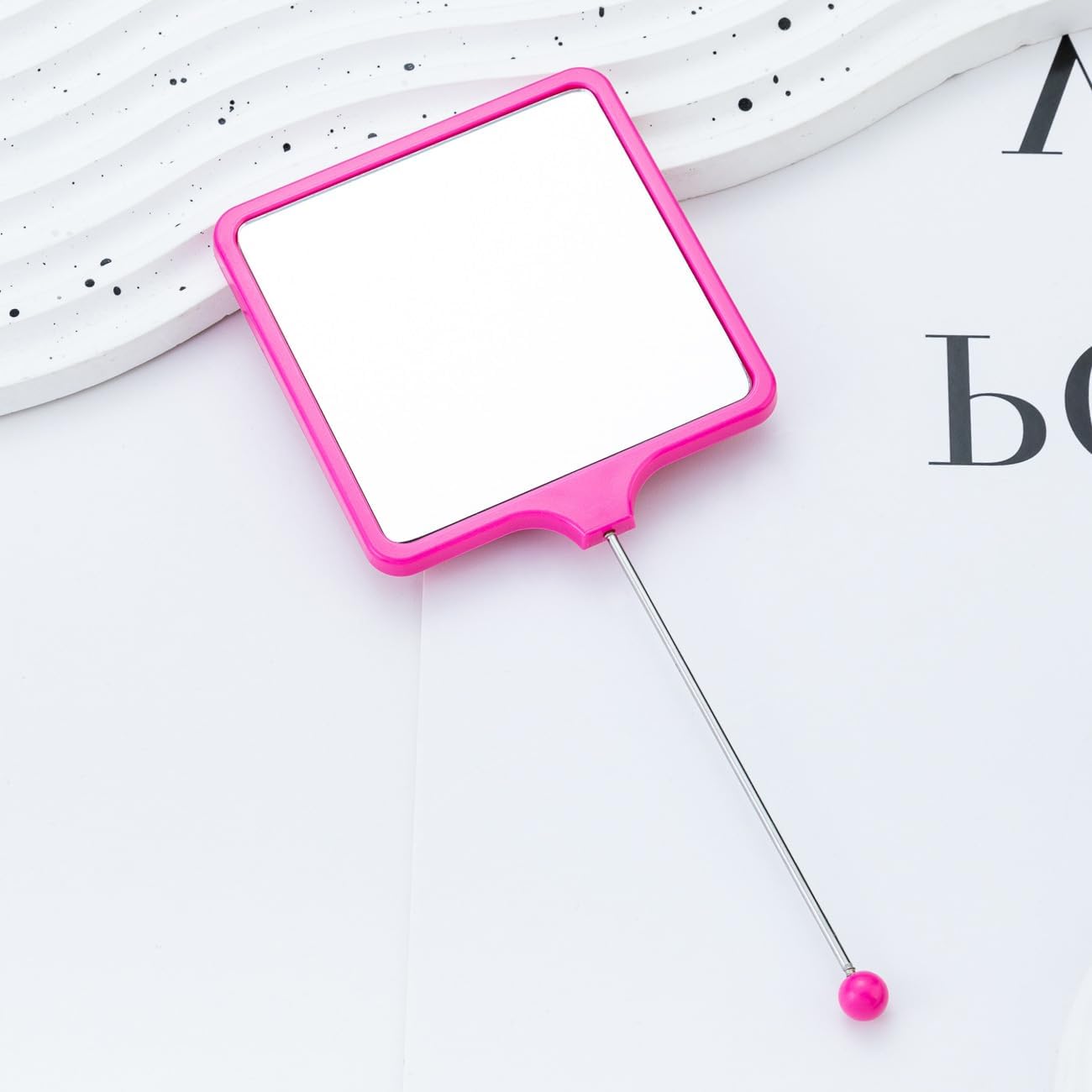 15 Pack Beadable Mirrors with Blank Bar Cute Travel Makeup Handheld Mirror Cosmetic Dazzling Mirror Portable Hand Mirrors for Women DIY Jewelry Making Beaded Crafts (14 Colors-Square)