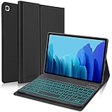 KVAGO Funda con Teclado Español para Tablet 10.4” Samsung Galaxy Tab A7 2020 SM-T505/T500/T507, Bluetooth Retroiluminación Teclado,Inteligente Carcasa con Auto-Sueño/Estela,Negro