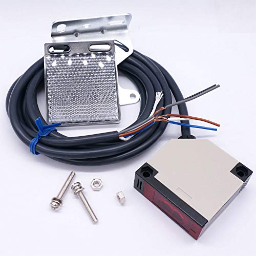 Taiss Photoelectric Beam Sensor E3Jk-R4M1 Indoor Wall Mounted 12-240Vdc 24-240Vac Retroreflective Photoelectric Sensor Switch Proximity Switch 2M Cable Induction 3M #TOP2