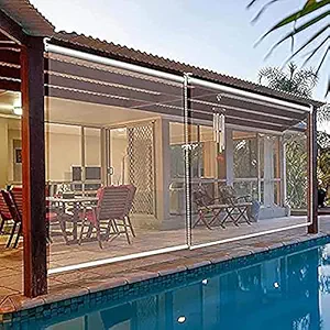 Liang Clear PVC Plastic Roller Blinds, Waterproof Rainproof Roller Window Shades, Blinds for Outdoor Patio Hotel Office (Color : Clear, Size : 155x245cm)