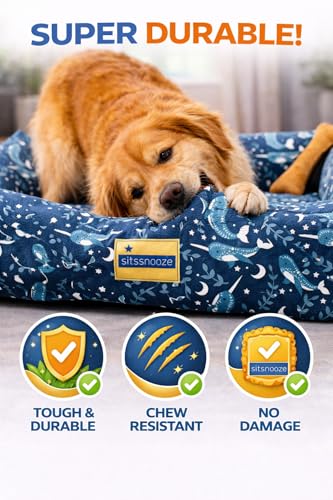 Image of SITSNOOZE XXXL Dog Bed (45kg+) for Tibetan Mastiff, Saint Bernard, Bully Kutta - Giant Orthopedic Washable Mattress, Heavy Duty Calming Sofa Lounger, Waterproof Cushion (Print 4, XXXL)