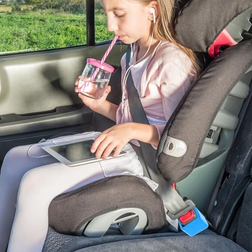 Image of 2 Pack Silicone Seat Belt Buckle Holder, Seat Belt Buckle Booster for Kids, Durable Silicone Material, Easy Access to The Buckles of Rear Seats, Car Accessories, Suitable for Most Car Models (Blue)