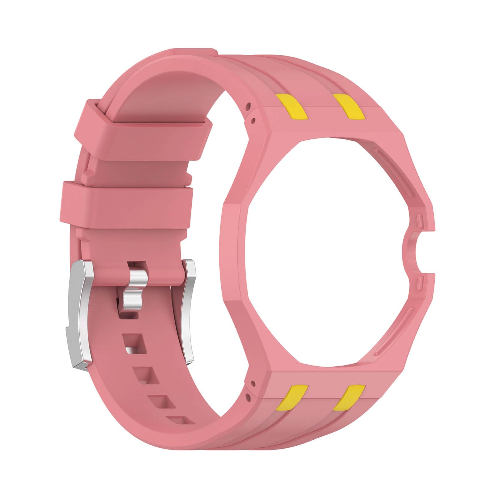 Silicone Integrated Watch Case Strap Sport Replacement Wrist Band，Deep pink
